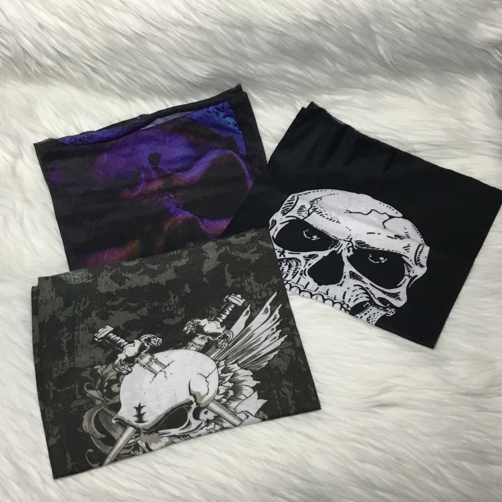 Skull Print Neck Gators, Lot of 3